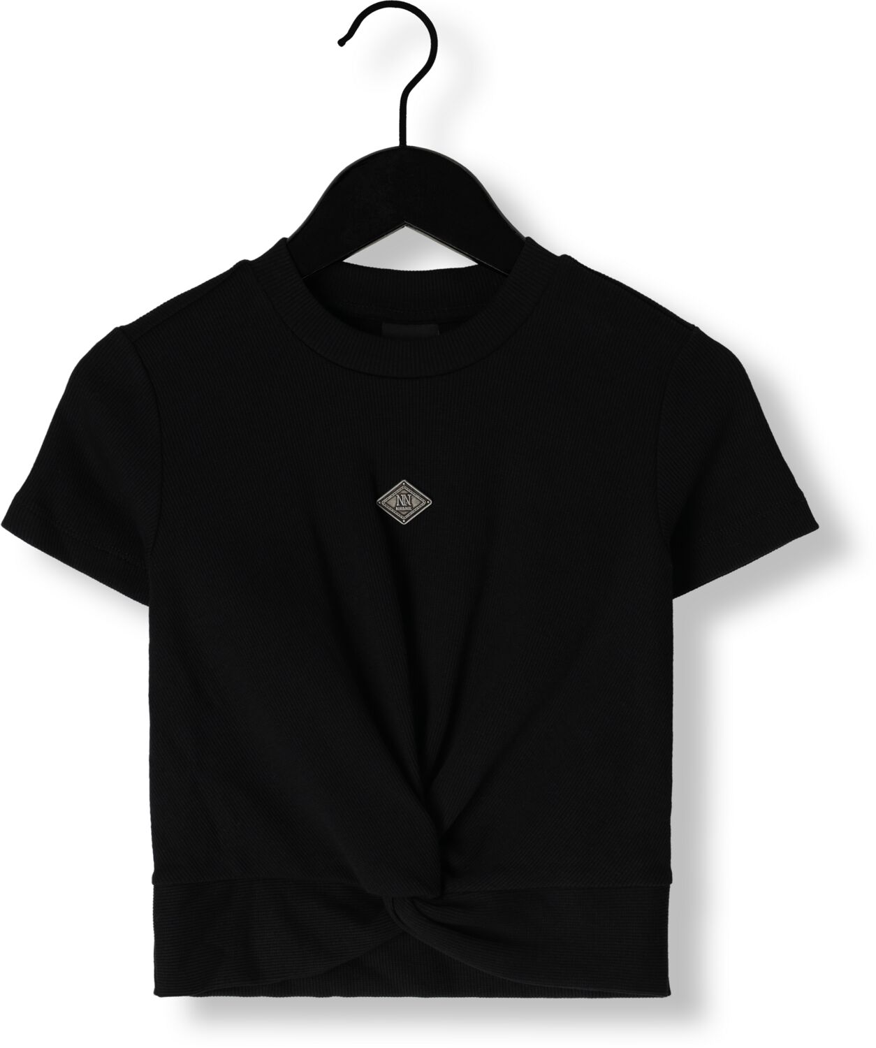 NIK & NIK Meisjes Tops & T-shirts Knot Rib T-shirt Zwart
