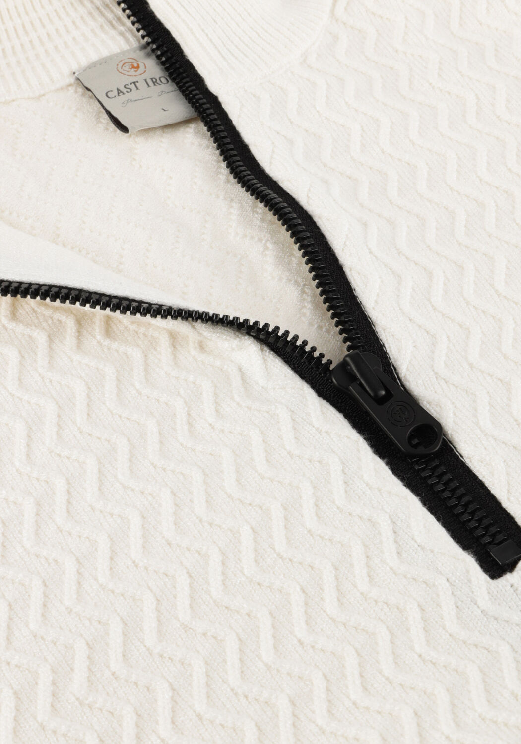 Witte CAST IRON Trui HALF ZIP COLLAR ECOVERO - large