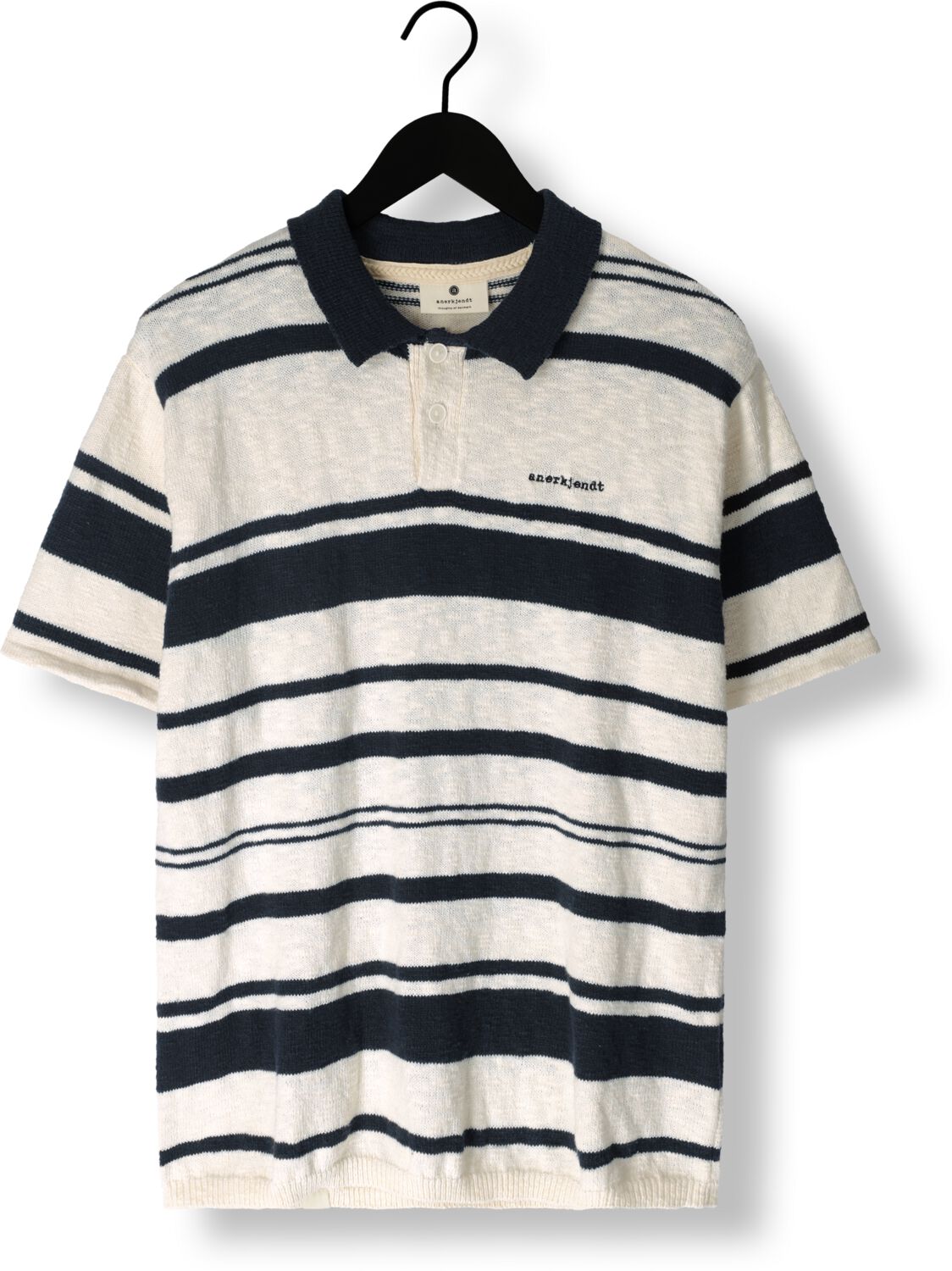 ANERKJENDT Heren Polo's & T-shirts Aksofus Stripe S s Knit Gebroken Wit