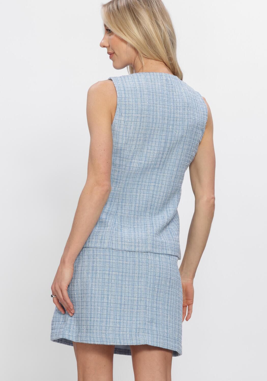 Blauwe Y.A.S. Blazers YASJOSE BOUCLE WAISTCOAT - large