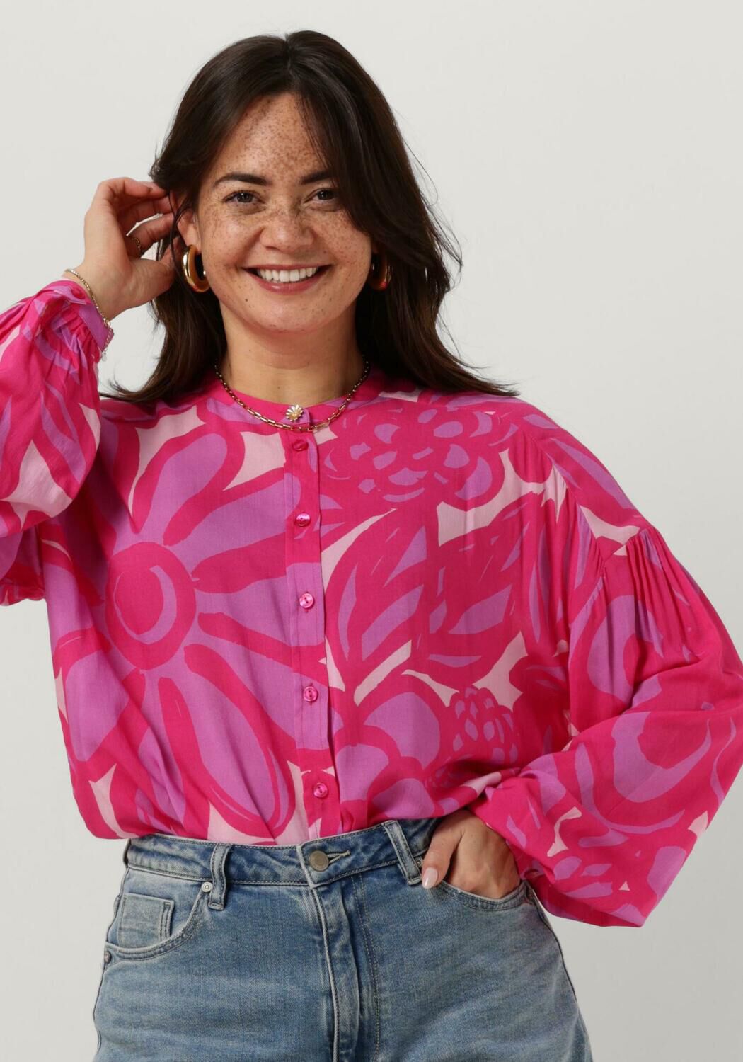 Fabienne Chapot blouse Lexi met all over print roze donkerroze