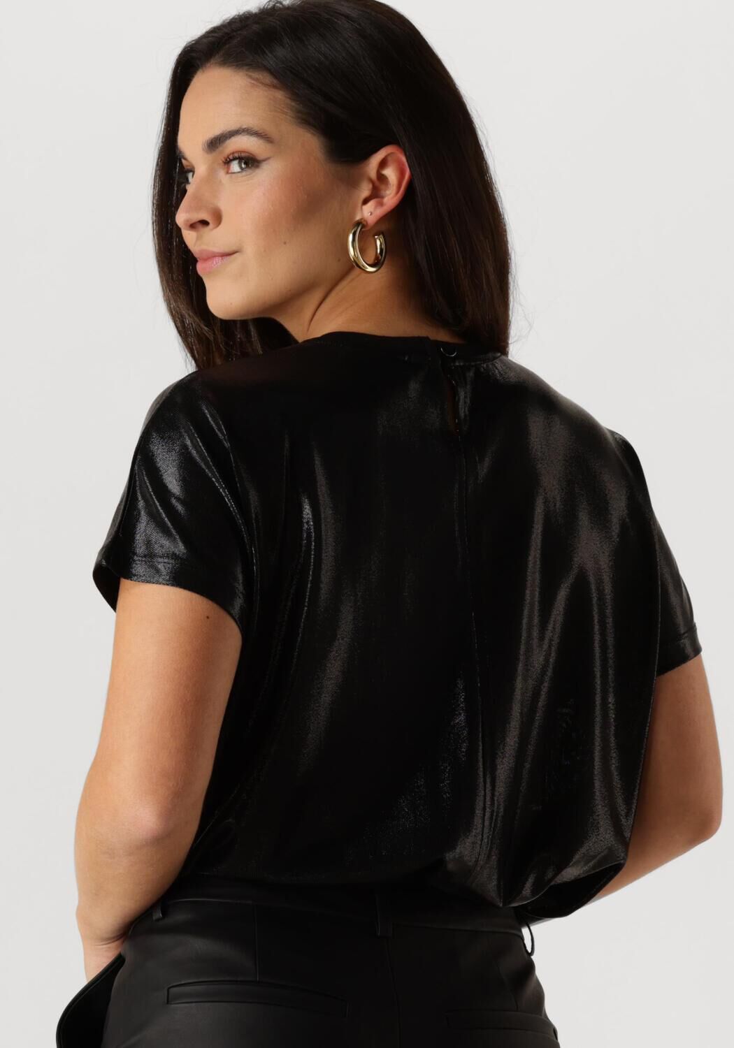MOS MOSH Dames Tops & T-shirts Nivola O-neck Metallic Tee Zwart