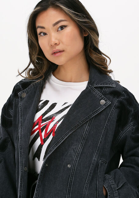 Zwarte ALIX THE LABEL Spijkerjas LADIES WOVEN DENIM BIKER JACKET - large