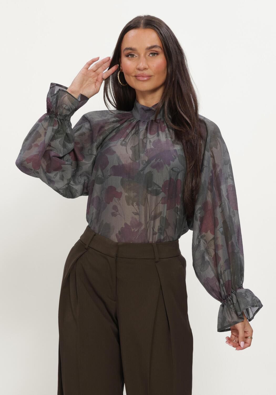 Grijze MSCH COPENHAGEN Blouses MSCHJAQUELINA TOP AOP - large