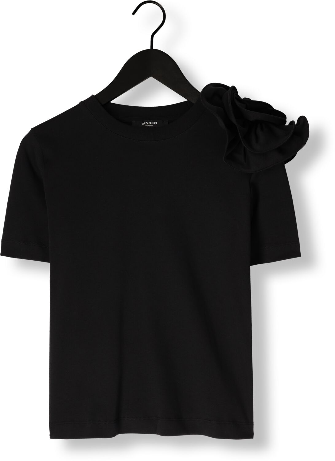 JANSEN AMSTERDAM Dames Tops & T-shirts Roxy T-shirt Co 105 Short Slv Flower Detail Zwart