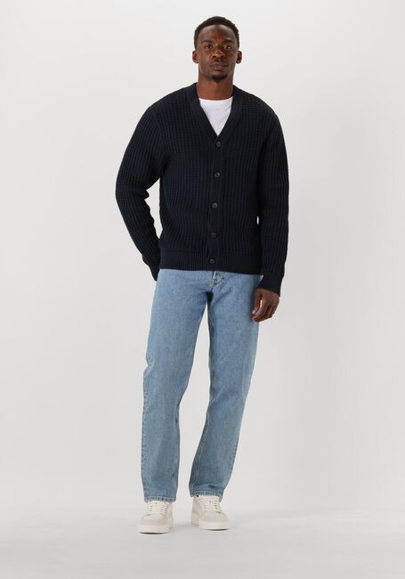 Donkerblauwe SELECTED MEN Vest SLH TOM LS KNIT STRUCTURE V-NECK CARDIGAN - large