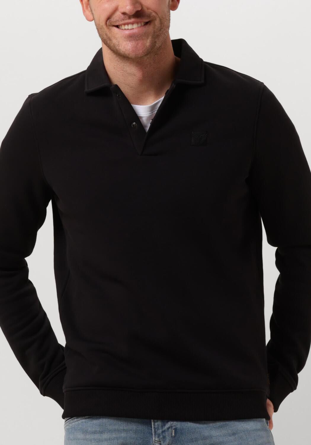 PME LEGEND Heren Truien & Vesten Half Button Collar Soft Brushed Fleece Zwart