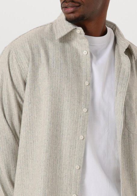 Lichtgrijze WOODBIRD Overshirt BUZO WOOL SHIRT - large