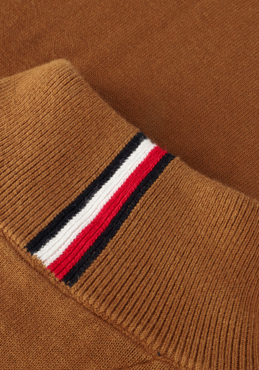 Camel TOMMY HILFIGER Trui PIMA ORG CTN CASHMERE ZIP MOCK - large