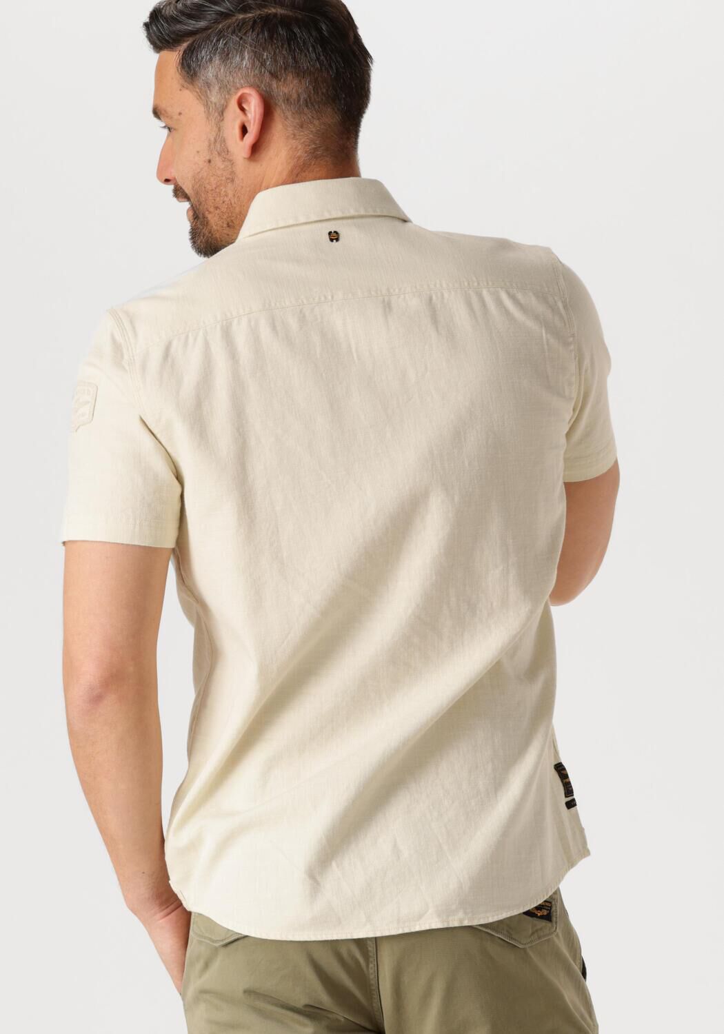 PME LEGEND Heren Overhemden Short Sleeve Shirt Slub Cotton Beige