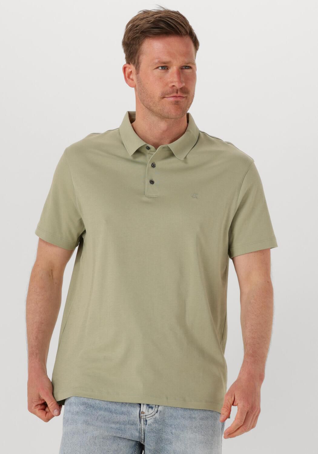 CALVIN KLEIN Heren Polo's & T-shirts Ss Supima Chest Emb Groen