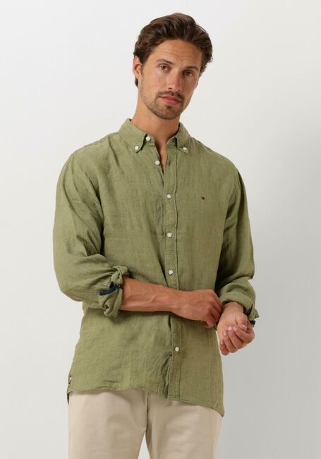 Olijf TOMMY HILFIGER Casual overhemd PIGMENT DYED LI SOLID RF SHIRT - large
