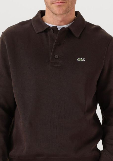 Bruine LACOSTE Trui CLASSIC FIT POLO COLLAR RIBBED POLO - large