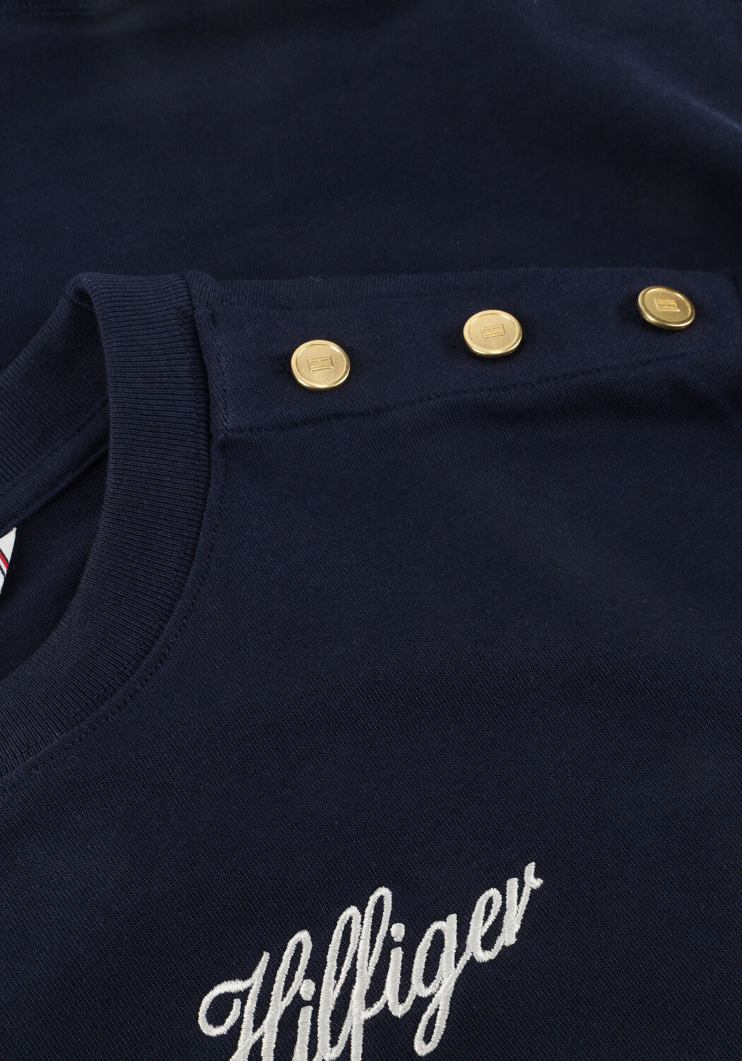 Donkerblauwe TOMMY HILFIGER T-shirt GOLD BTN SCRIPT MDRN SS TEE - large