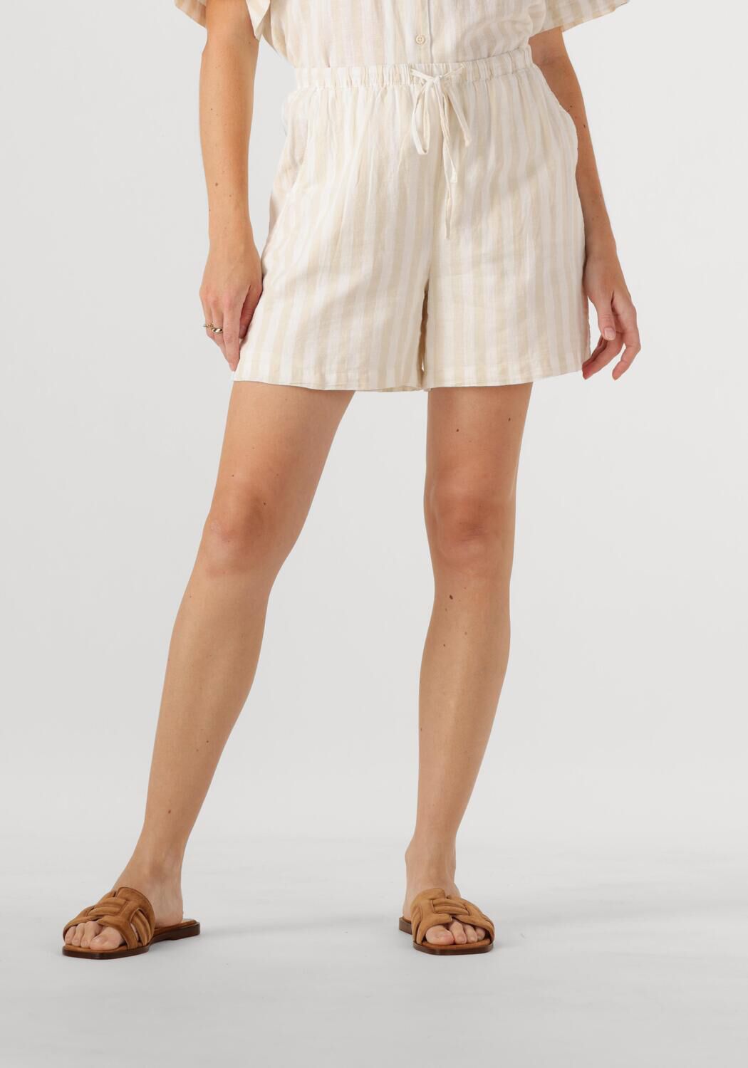 SELECTED FEMME Dames Broeken Slfluisa Mw Striped String Shorts B Beige