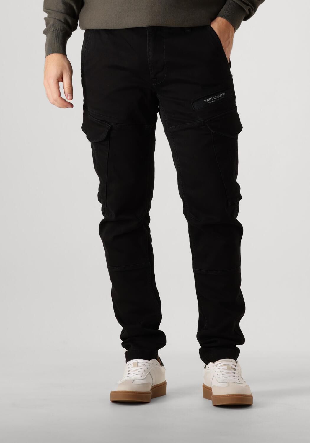 PME LEGEND Heren Broeken Nordrop Cargo Washed Black Denim Zwart