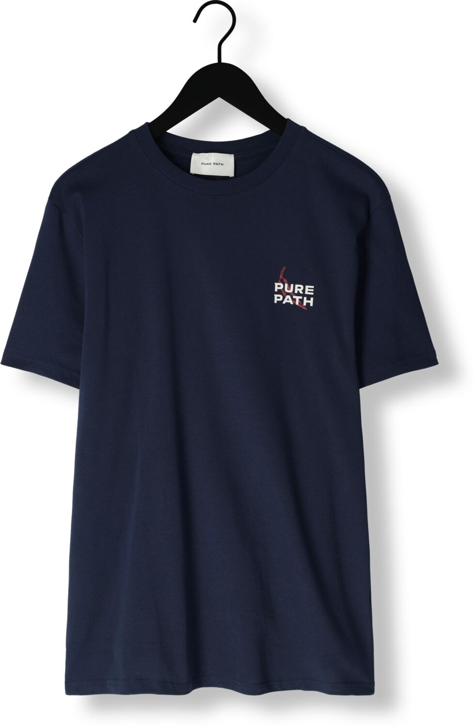 PURE PATH Heren Polo's & T-shirts Regular Fit Crewneck Ss T-shirts Donkerblauw