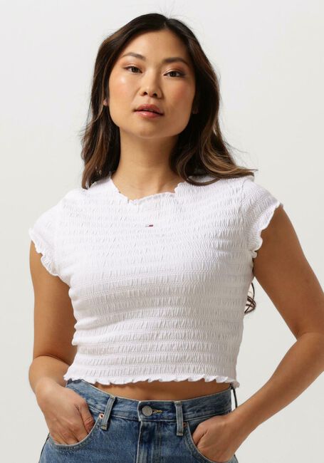 Witte TOMMY JEANS Top TJW SLIM SMOCK TEE - large