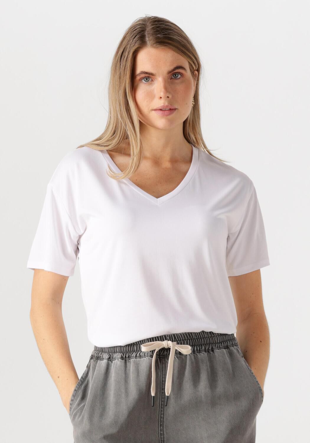 OBJECT Dames Tops & T-shirts Objannie Re S s V-neck Top Wit