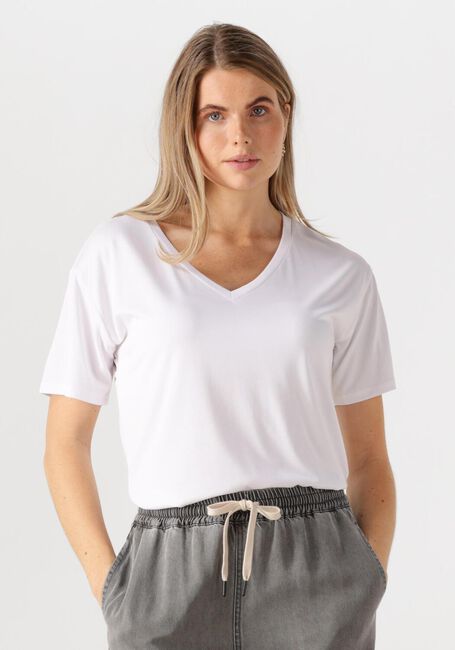 Witte OBJECT T-shirt OBJANNIE RE S/S V-NECK TOP - large
