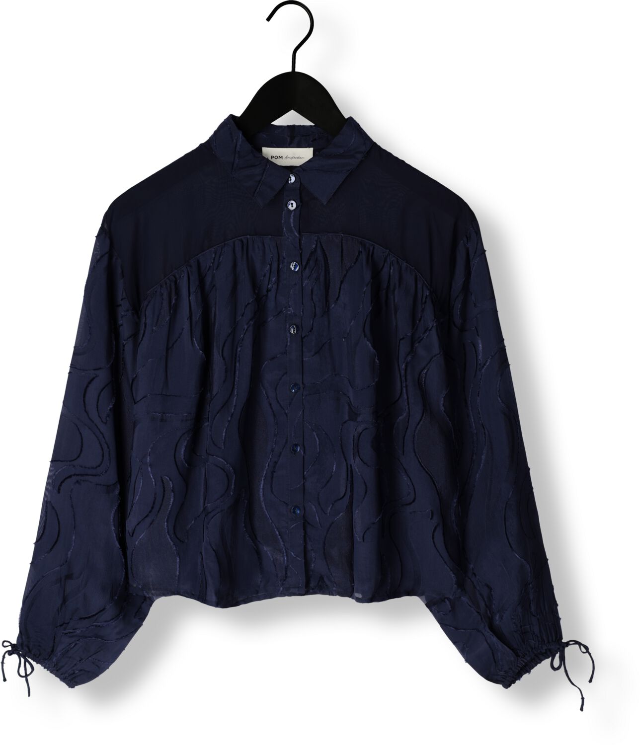 POM AMSTERDAM Dames Blouses Jaqcuard Midnight Blue Blauw