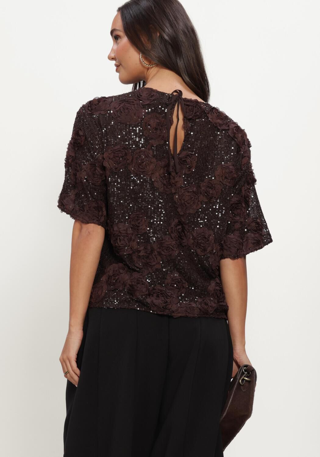 Bruine Y.A.S. Top YASELYSIA 3/4 SEQUIN TOP - large