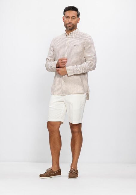 Zand TOMMY HILFIGER Casual overhemd LINEN BENGAL STRIPE RF SHIRT - large