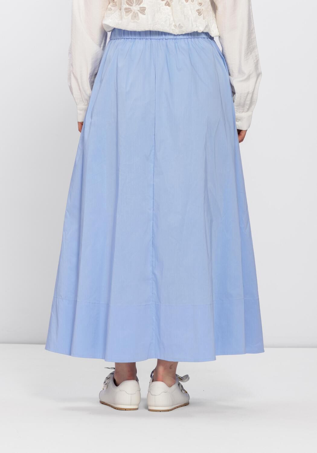 Blauwe NEO NOIR Midirok YARA LONG POPLIN SKIRT - large