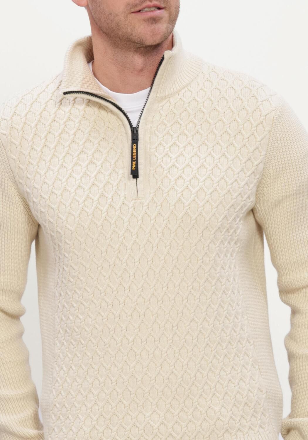 Ecru PME LEGEND Trui HALF ZIP COLLAR COTTON - large