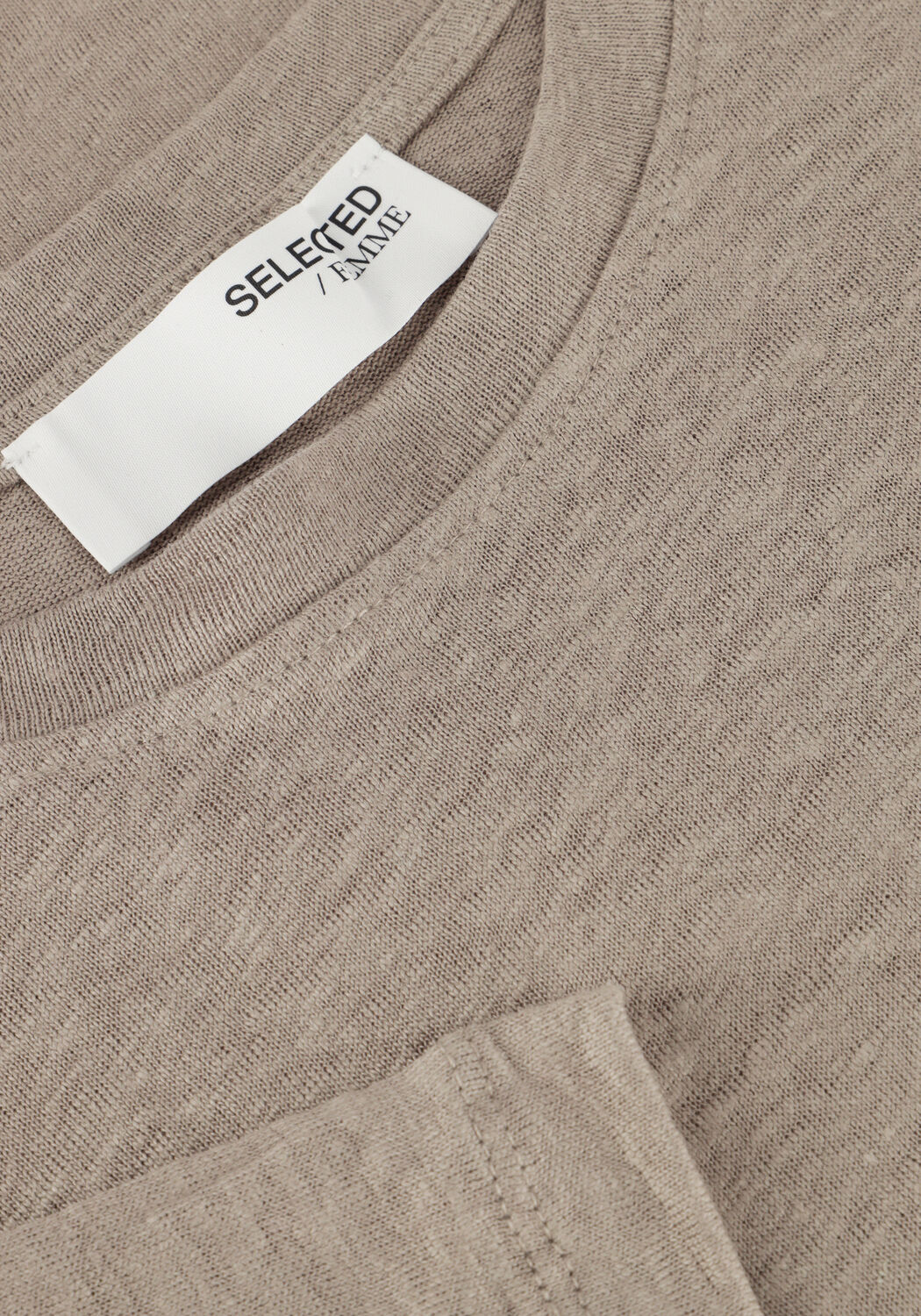 Lichtgrijze SELECTED WOMEN T-shirt SLFVILJA LINEN SS TEE - large