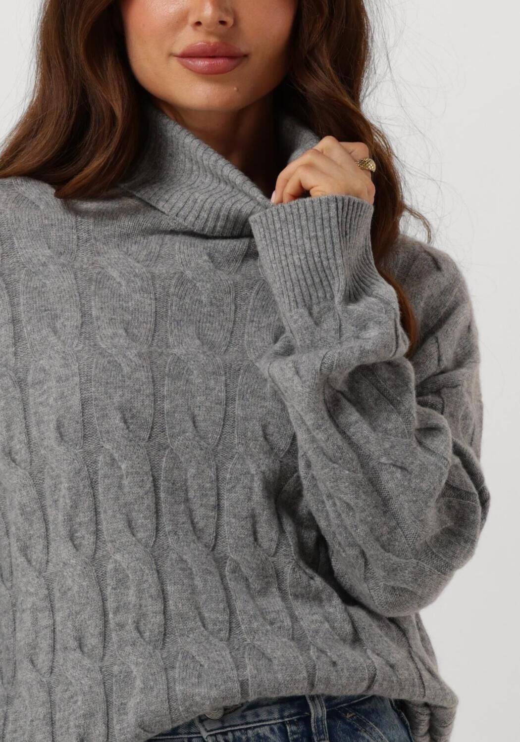 TOMMY HILFIGER Dames Truien & Vesten Soft Wool Cable Roll-nk Sweater Grijs
