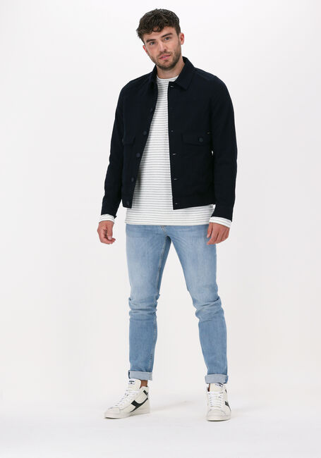 Blauwe DSTREZZED Overshirt TRUCKER JACKET SEERSUCKER - large