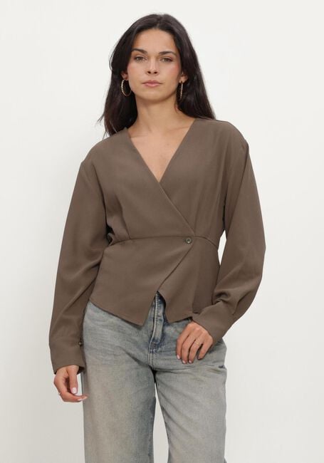 Taupe NEO NOIR Blouses RELINE CREPE BLOUSE - large