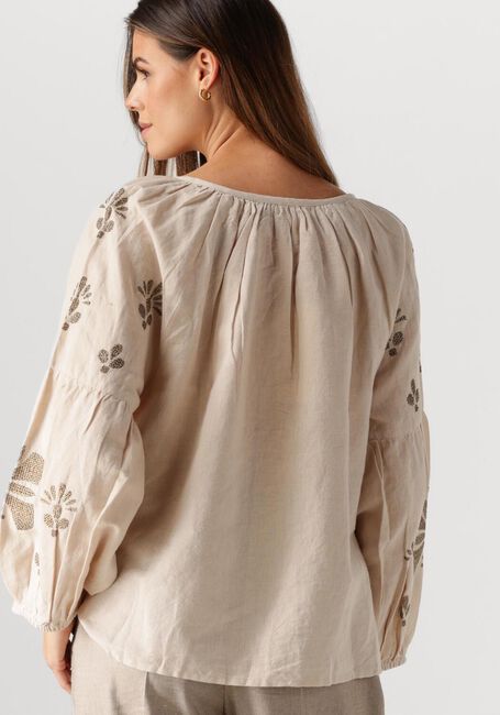Beige SUMMUM Blouses LONGSLEEVE TOP LINEN HEAVY EMBROIDERY - large