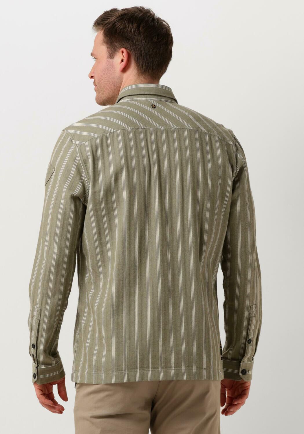 PME LEGEND Heren Overhemden Long Sleeve Shirt Yarn Dyed Stripe Groen