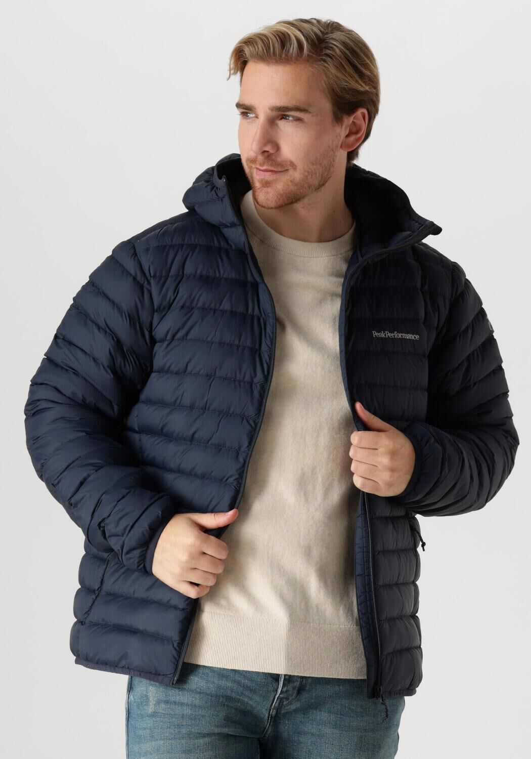 PEAK PERFORMANCE Heren Jassen M Down Liner Hood Jacket Donkerblauw