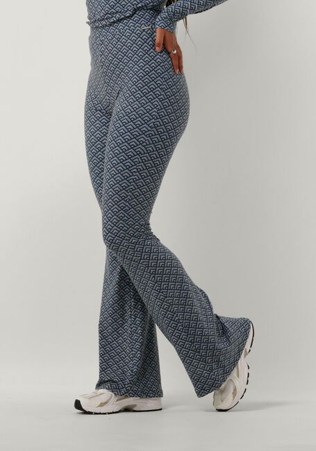 Blauwe COLOURFUL REBEL Flared broek SMALL GEO PEACHED EXTRA FLARE PANTS - large