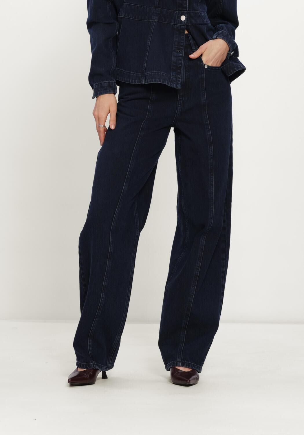 Blauwe MSCH COPENHAGEN Barrel jeans MSCHUTTA EVI HW TAPERED JEANS - large