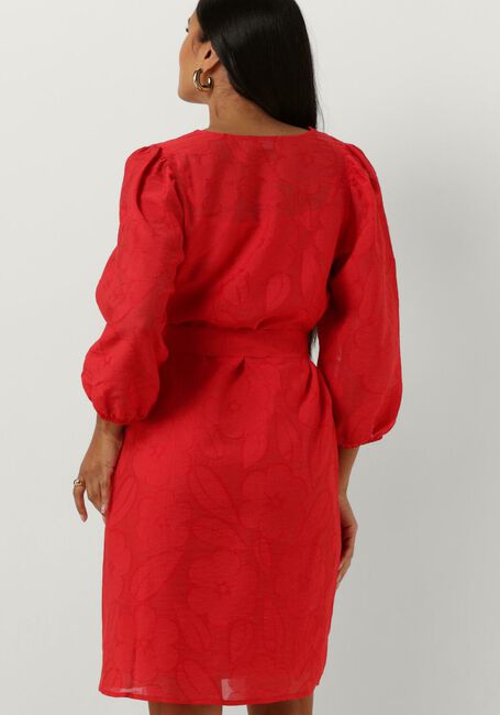 Rode JANSEN AMSTERDAM Mini jurk FF517 DRESS 3/4 PUFFED SLEEVE V-NECK - large