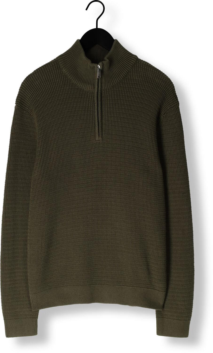 SELECTED HOMME Heren Truien & Vesten Slhtheo Ls Knit Structure Half Zip Donkergroen