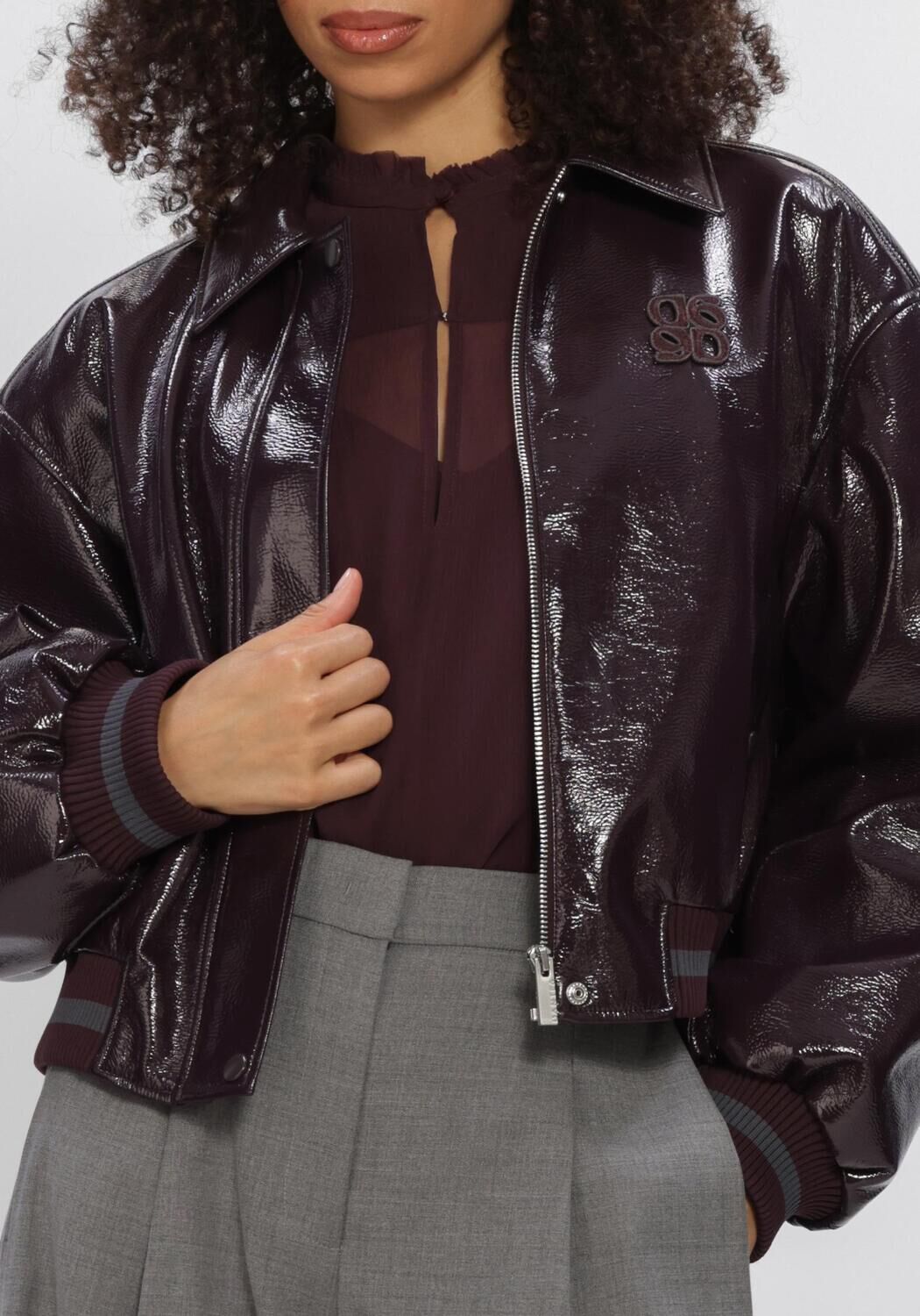Bordeaux DANTE6 Jack DALYN FAUX CRACKLE LEATHER BOMBER - large