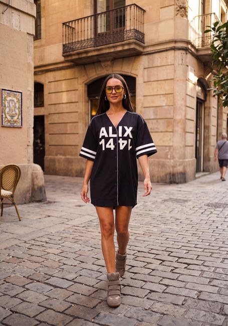 Zwarte ALIX THE LABEL Jurken LADIES WOVEN BASEBALL SHIRT DRESS - large