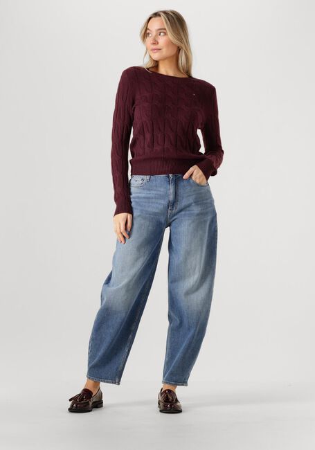 Bordeaux TOMMY HILFIGER Trui SOFT WOOL CABLE C-NK LS SWT - large