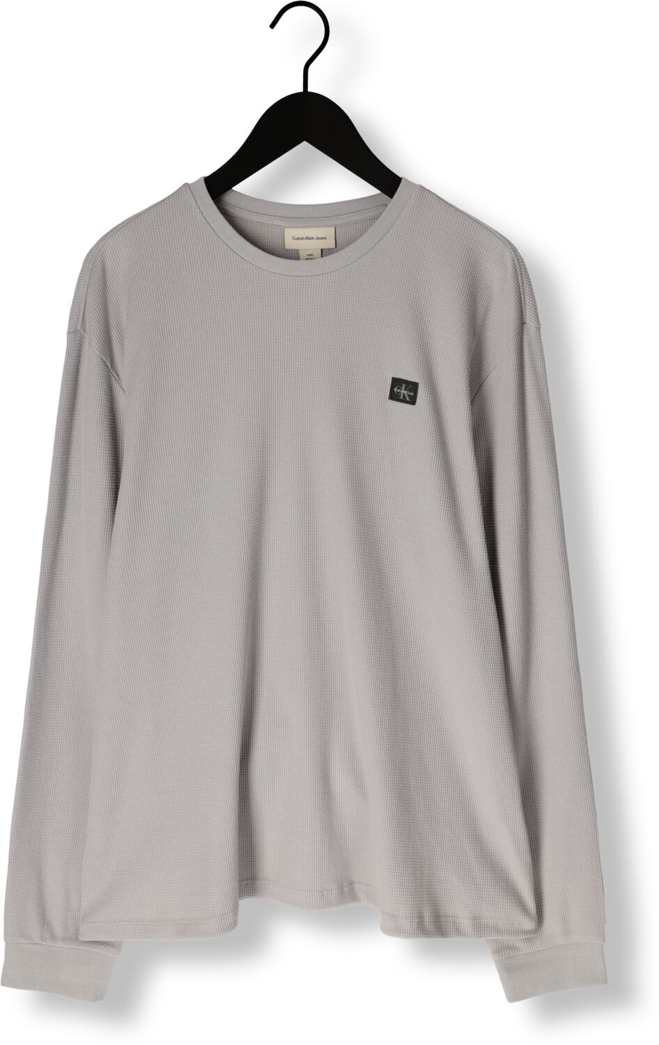 CALVIN KLEIN Heren Truien & Vesten Ls Waffle Badge Crewnk Tee Grijs
