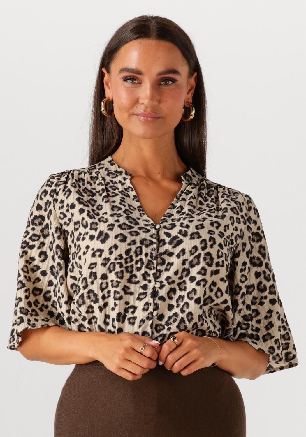 MSCH COPENHAGEN Dames Blouses Mschkalani Vlora 2 4 Shirt Aop Bruin