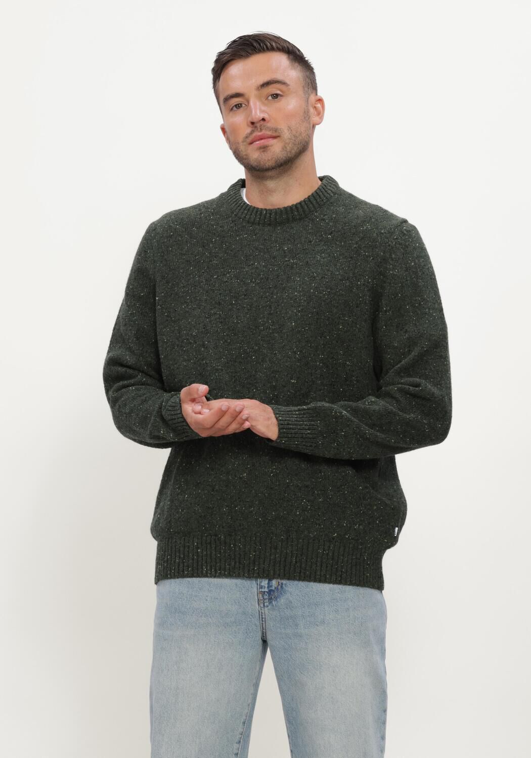 Donkergroene JC RAGS Trui CREW-NECK SWEATER BUD - large