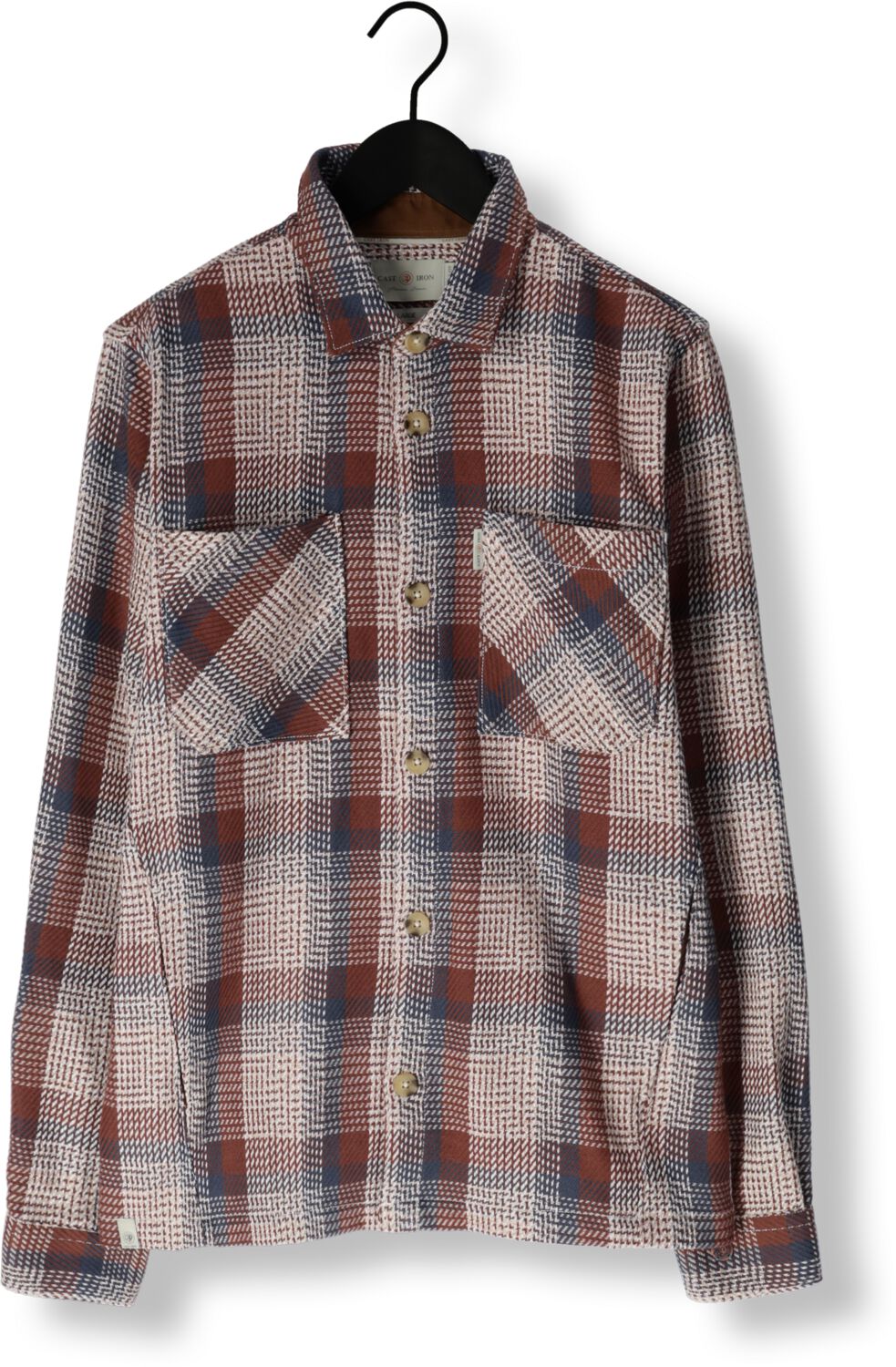 CAST IRON Heren Overshirts Long Sleeve Shirt Heavy Check Bruin