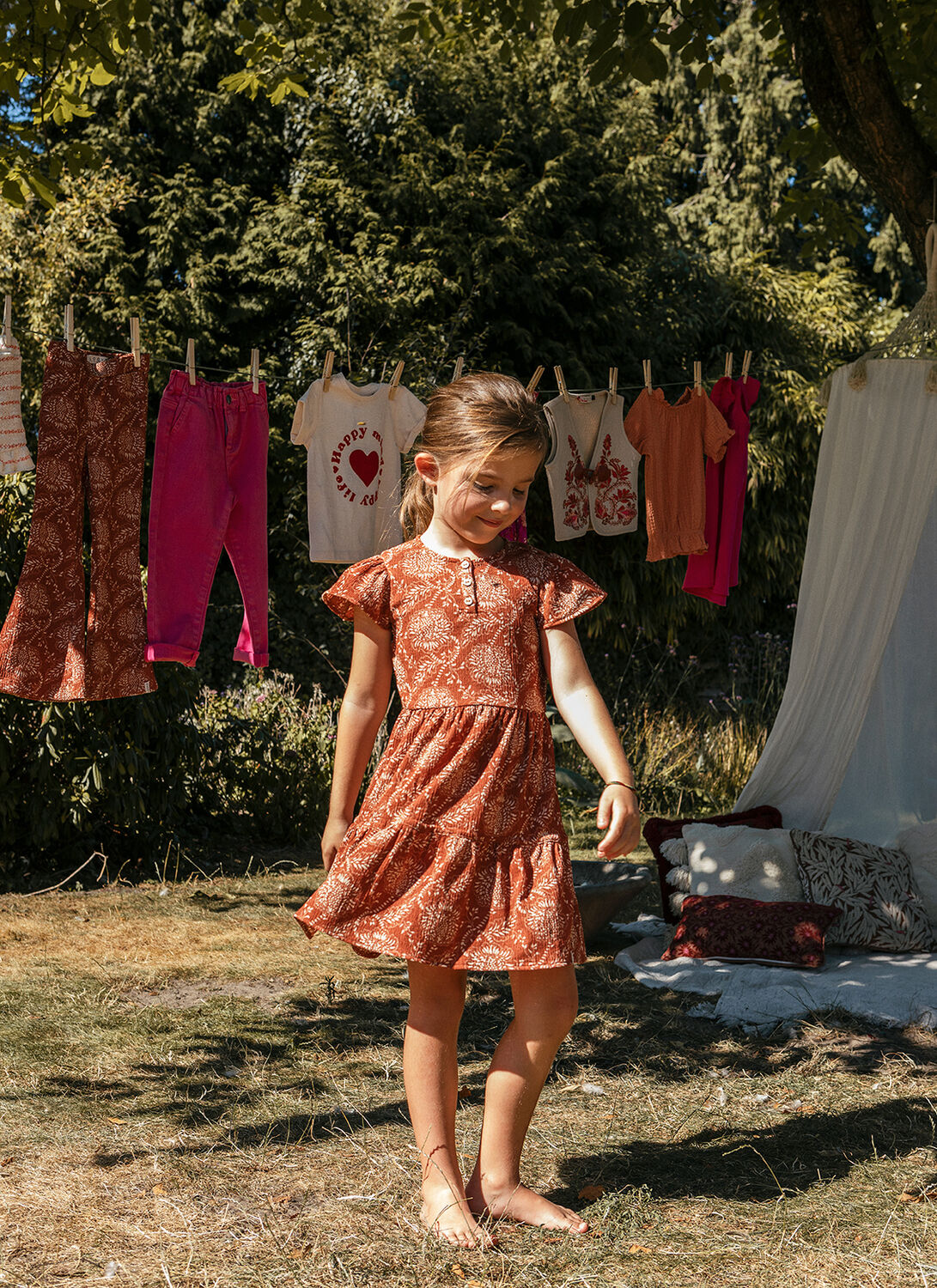 Bruine LOOXS Mini jurk CRINCKLE DRESS Omoda