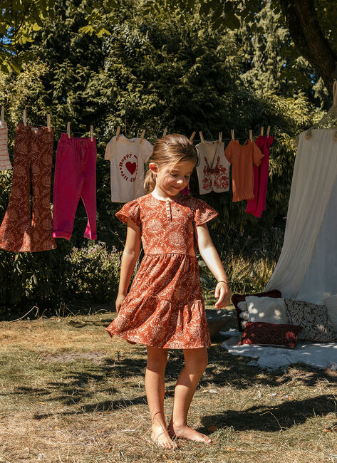 Bruine LOOXS Mini jurk CRINCKLE DRESS - large