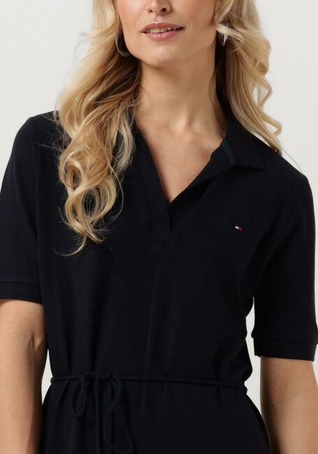 Donkerblauwe TOMMY HILFIGER Midi jurk OPN PLKT LYLL POLO DRESS - large